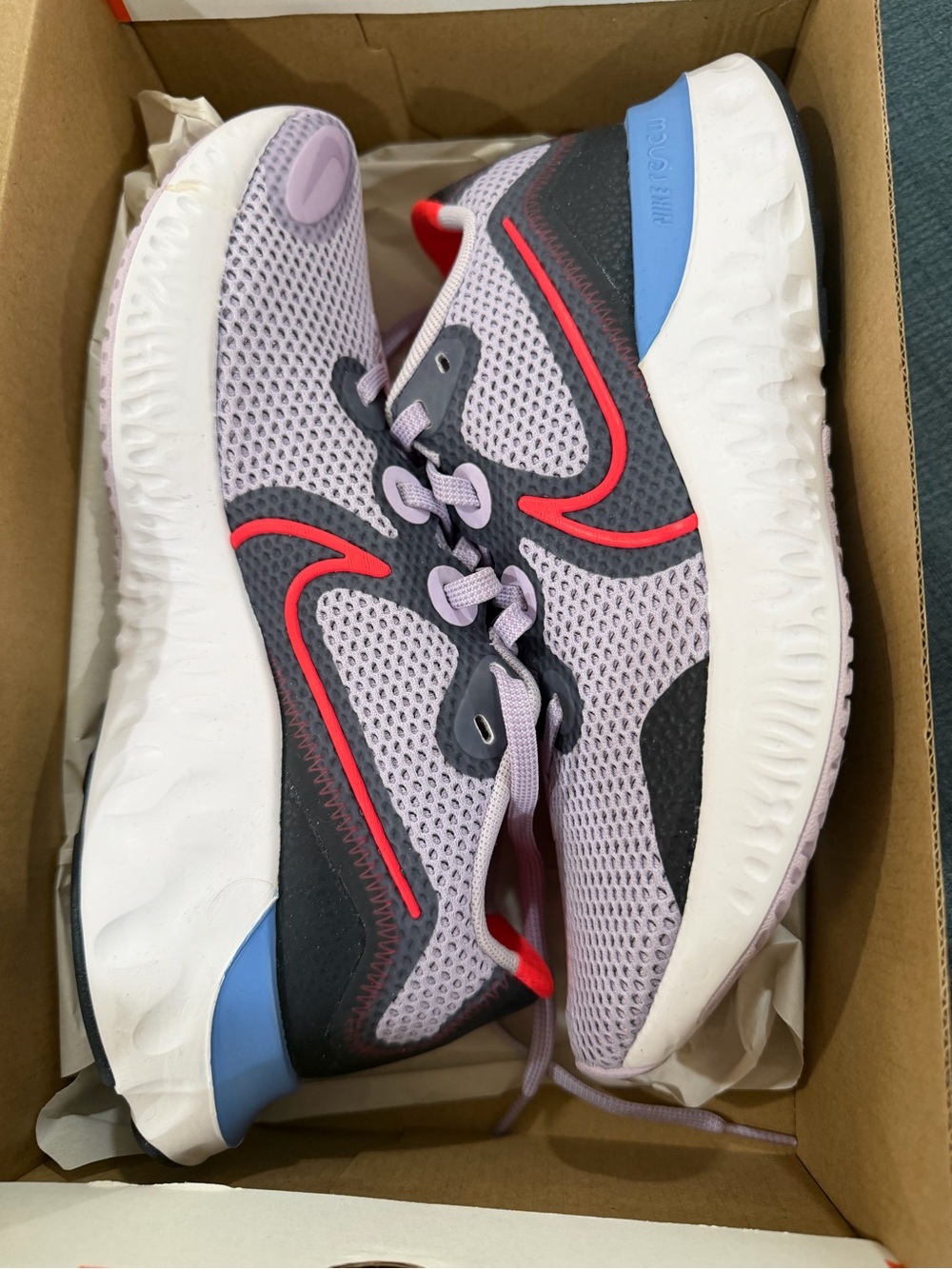 Nike Women’s Sneakers in Lavender with Coral and Blue Accents